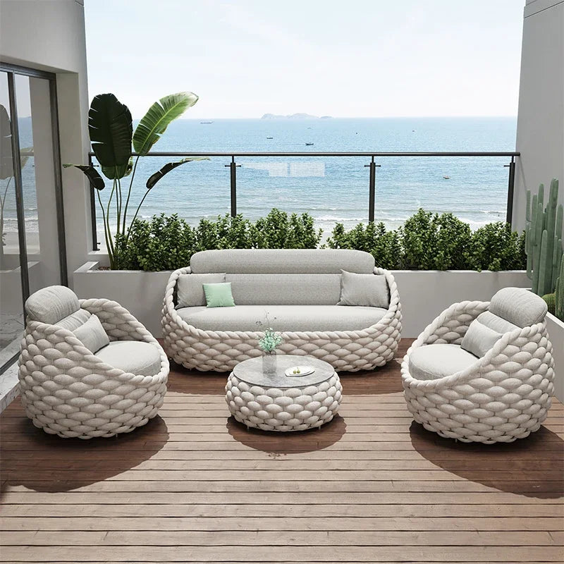 Modern luxury design aluminum outdoor furniture set outdoor lounge furniture, wicker outdoor furniture