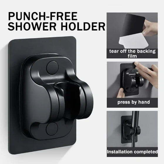 Universal Shower Holder 360° Adjustable Showerhead Holder No Drill Wall Mounted Showerhead Bracket for Home Bathroom Accessories