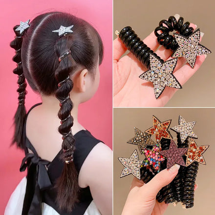 Rhinestone Star Hair Tie Ponytail High Elastic Durable Scrunchies Hair Bands For Girl Korean Hair Ropes Bands