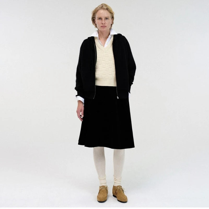 High-Quality Wool Knit Hooded Jumper – Women’s Autumn Y2K Fashion Pullover Jacket