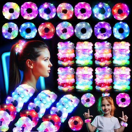 Fashion LED Luminous Hair Scrunchies Light Up Glowing Scrunchy Hair Band For Girls Flashing Hair Tie Hair Rope Hair Accessories — view 1 of product