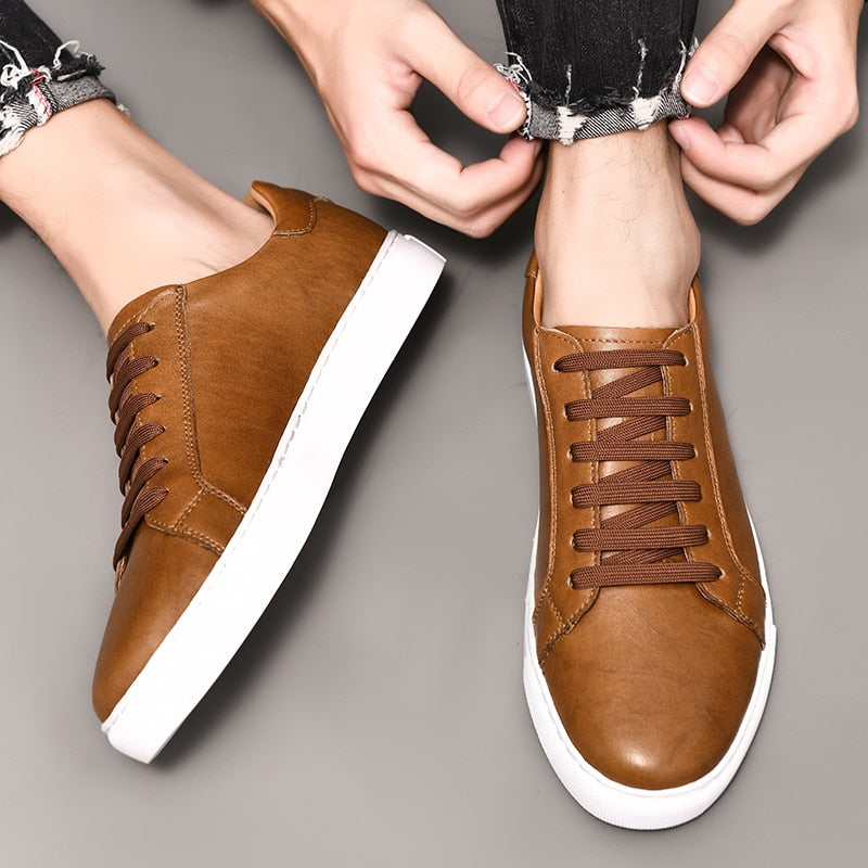 Men Shoes Genuine Leather Casual Shoes Fashion Sneakers British style