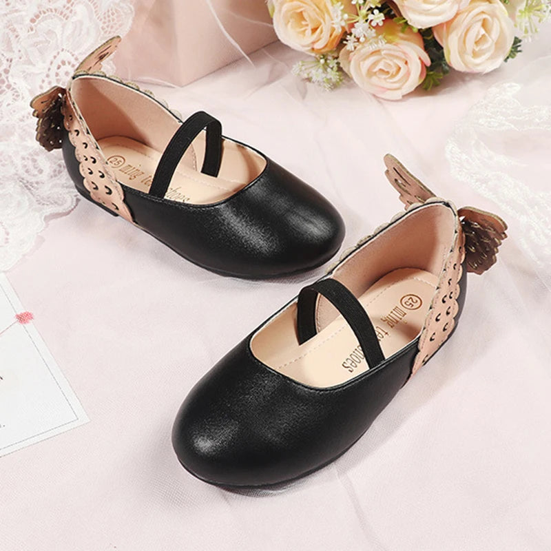 Flower Girl Butterfly Princess Ballet Flats – Leather Party Shoes for Toddlers (3T–4T)
