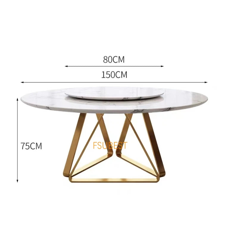 Italian Modern 8-Seater Dining Table Set – Marble & Gold Stainless Steel Elegance