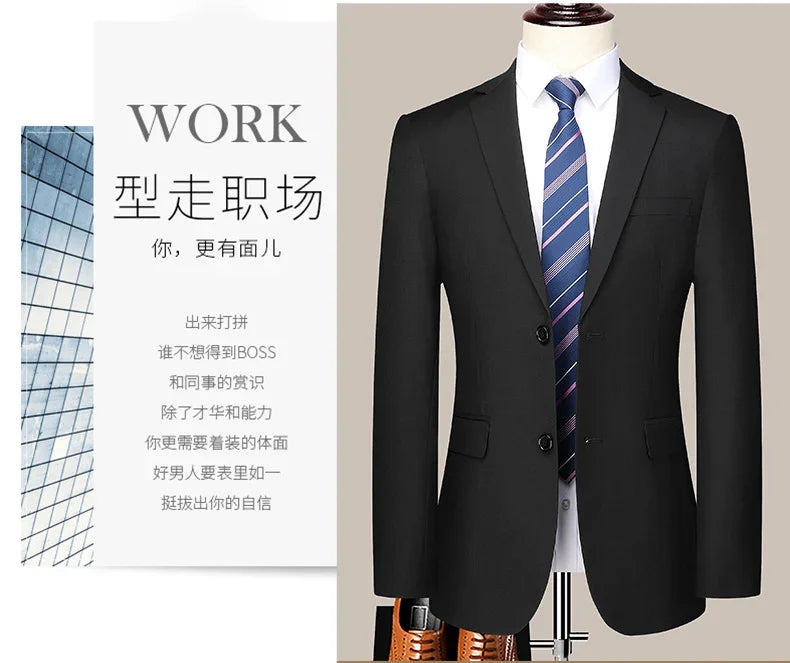 2024 Two-button Suit for Men (suit + Trousers) Handsome Slim-fit Business Professional Work Formal Two-piece Set S-6XL
