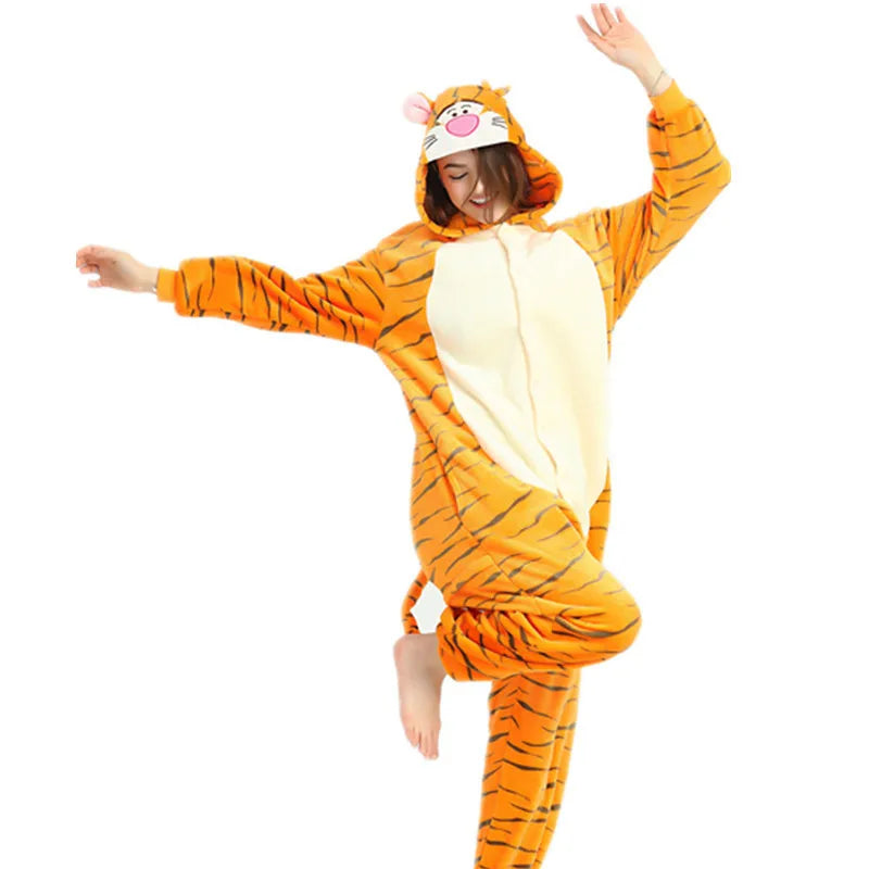Flannel Kigurumi for Adult Kids Anime Animal Pajama Onesie Long Romper Funny Holiday Jumpsuit Sleepwear Pyjama Christmas Costume