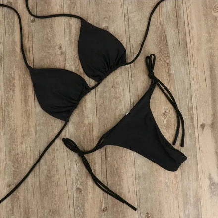 Women's Neck-Strap Bikini Swimsuit — Adjustable Two-Piece Summer Swimwear — view 1 of swimwear