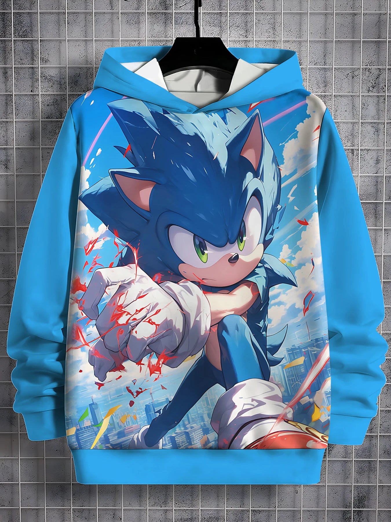S-Sonic the Hedgehog 3D Print Hoodie – Unisex All-Season Casual Sweatshirt for Boys & Girls