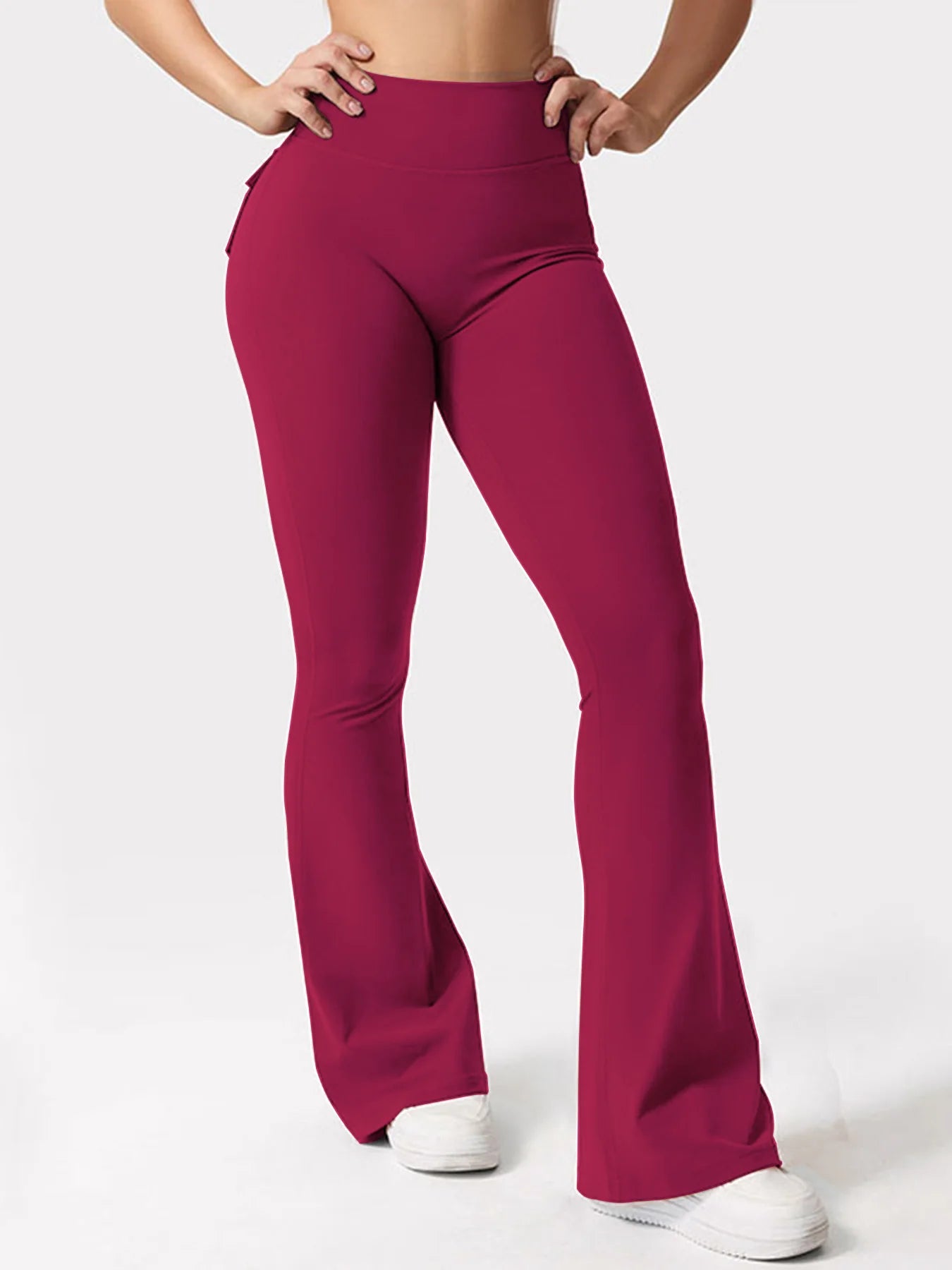 Premium Yoga Flare Trousers — High-Waisted Wide-Leg Tummy-Control Lounge Pant — view 9 of sports & fitness