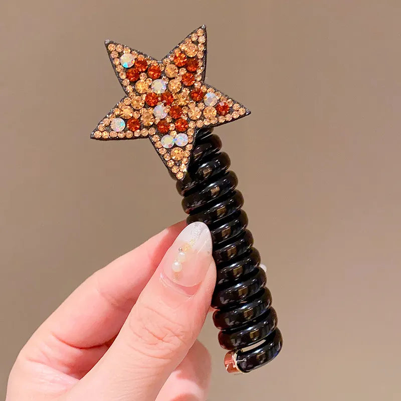Molans Rhinestone Star Hair Tie Ponytail High Elastic Durable Scrunchies Hair Bands For Girl Korean Hair Ropes Bands