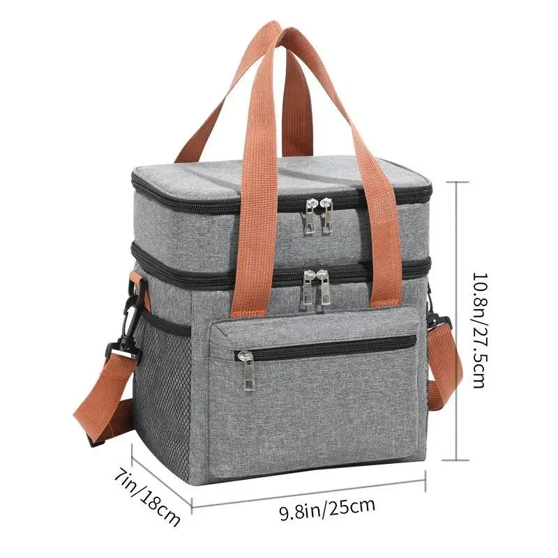 Double-Layer Thermal Lunch Bag - Insulated Crossbody Tote for Meals & Drinks — view 10 of lunch bags