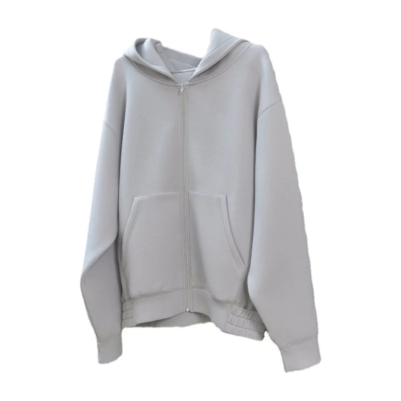 Spring & Autumn Women’s Air Layer Zipper Hoodie – Loose Silhouette Sweatshirt