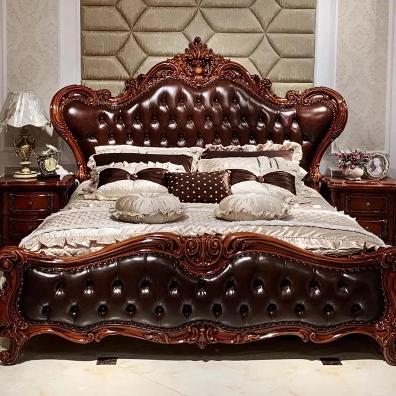 Luxury European King Size Bed – High-End Wooden Frame for Modern Elegance