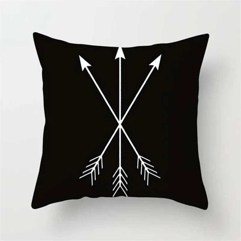 Black & White Geometric Pillowcase — 45×45 cm Modern Sofa & Office Cushion Cover