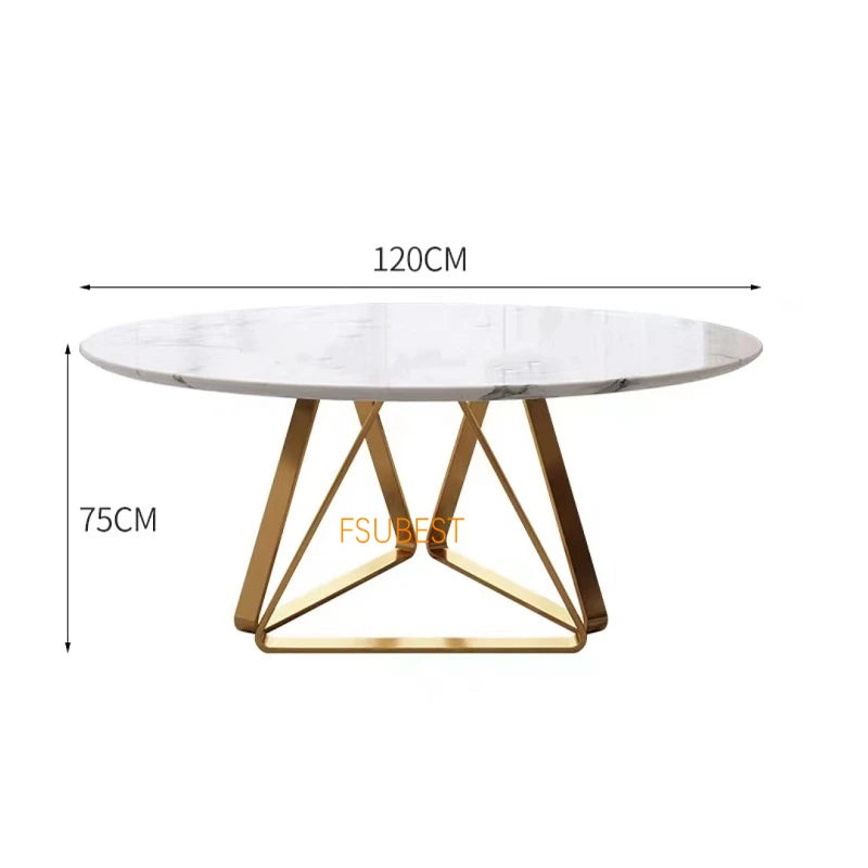 Italian Modern 8-Seater Dining Table Set – Marble & Gold Stainless Steel Elegance