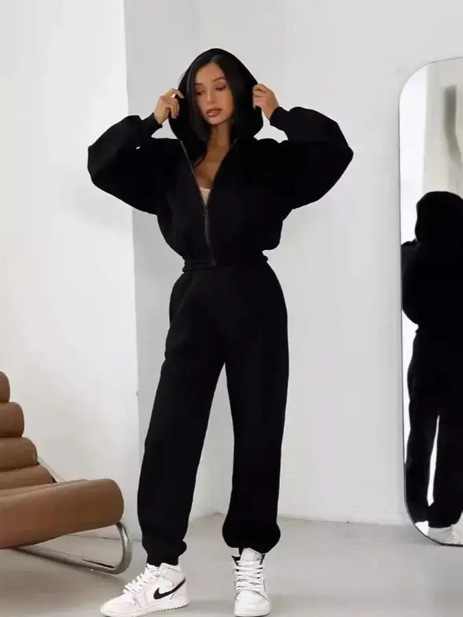 2025 Spring & Autumn Women's 2-Piece Tracksuit Set – Hoodie & Sport Pants Pullover Outfit