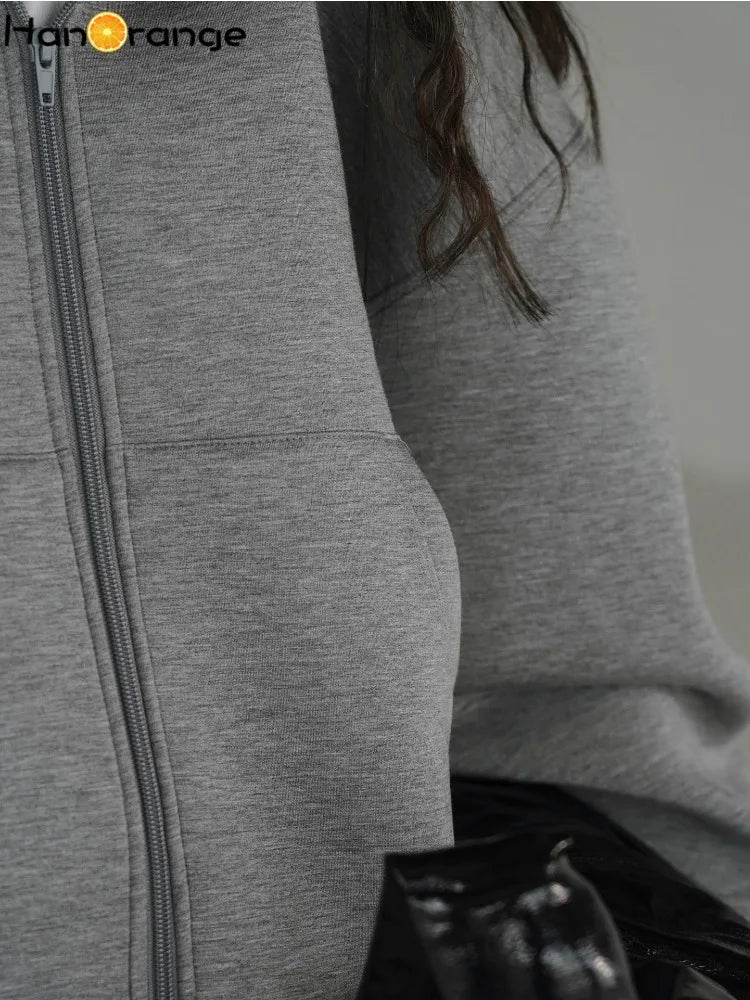 Spring & Autumn Women’s Air Layer Zipper Hoodie – Loose Silhouette Sweatshirt