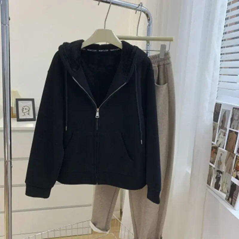 Women Clothing Winter Fleece Jackets Sweatshirt Loose Casual Cashmere Zippered Cardigan Jacket Velvet Thickened Hoodie New