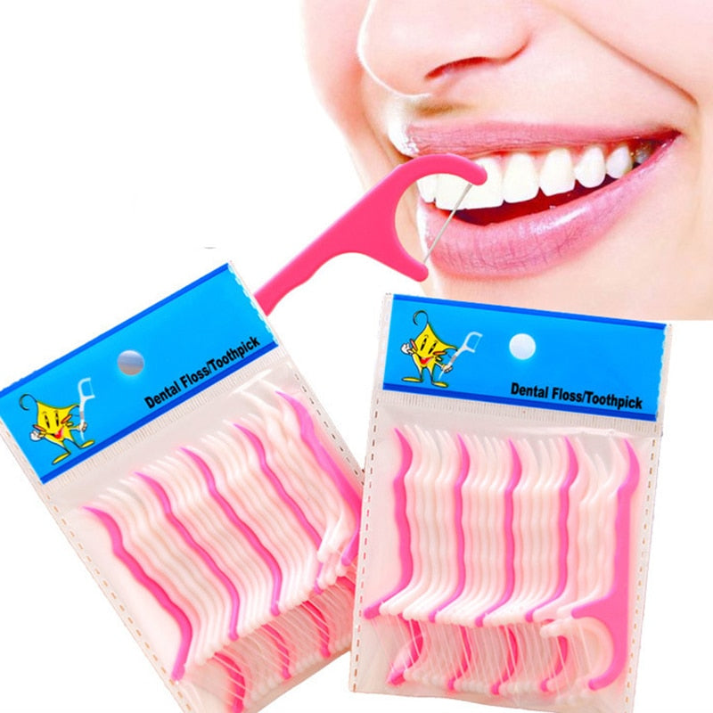 50pcs Disposable Dental Floss Sticks – Toothpick & Floss Combo for Easy Dental Cleaning