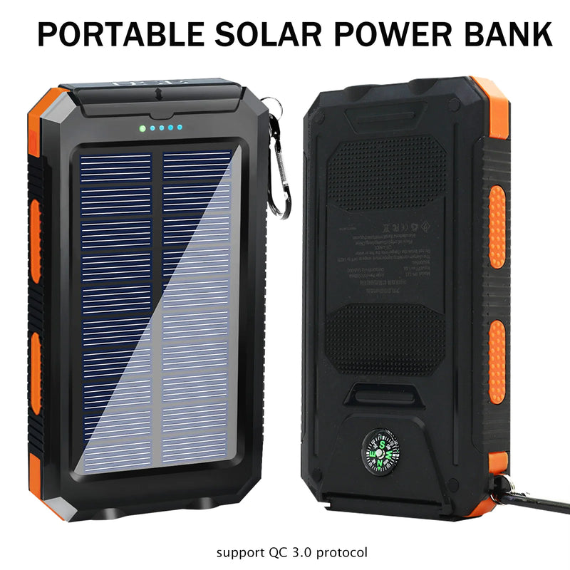 20,000mAh Solar Power Bank Waterproof — Compass Flashlight SOS Outdoor — view 1 of power banks