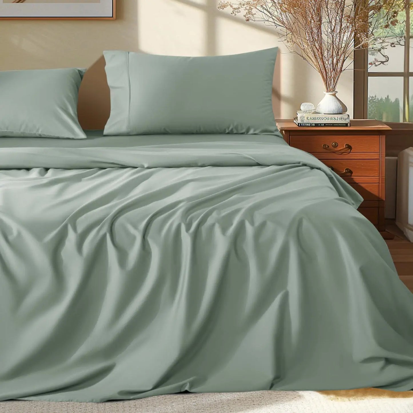 100% Egyptian Cotton Sheets Set - 1000 Thread Count,Luxury Cotton Bed Sheets,Breathable & Cooling Bedding