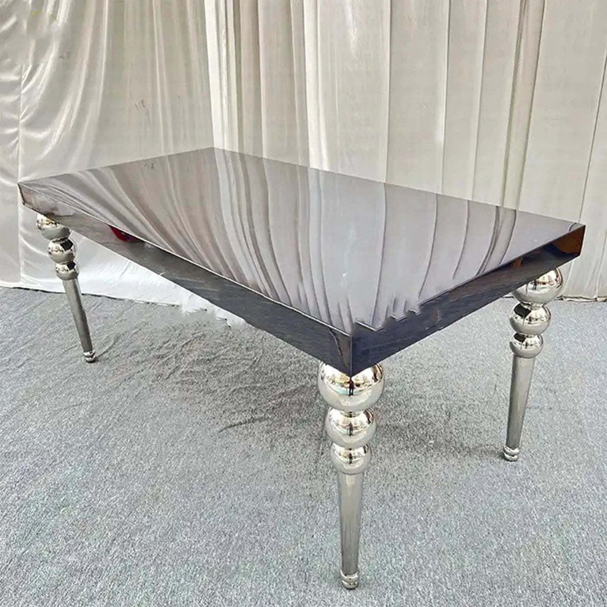 2pcs Golden Luxury Stainless Steel Wedding Dining Table – Shiny Mirror Finish for Elegant Events