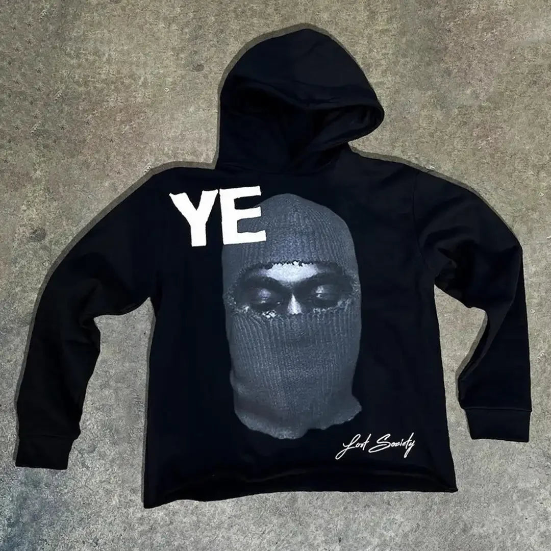 Women’s Y2K Graphic Oversized Hoodie – High Street American Gothic Streetwear for Couples