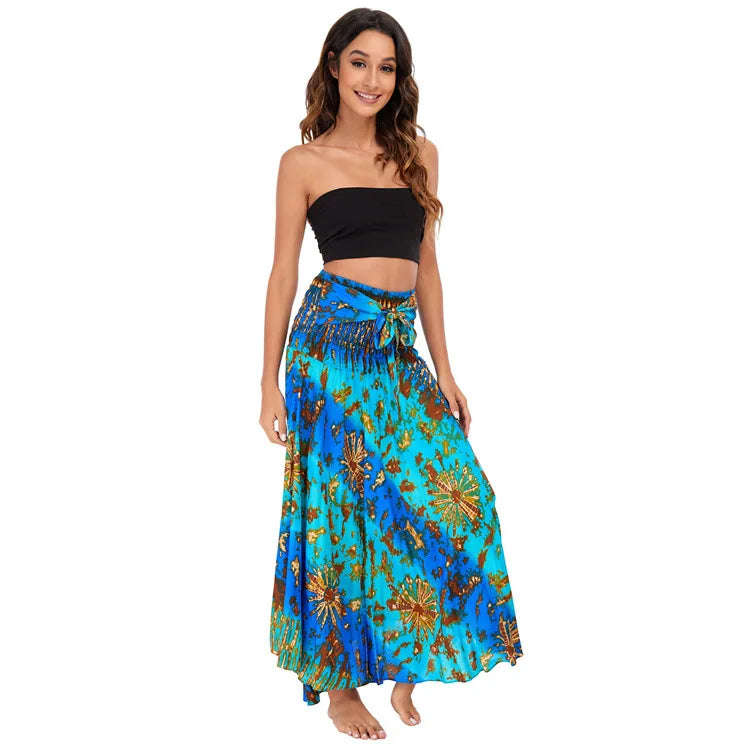 Sexy Woman Long Jupe Bohemian Boho Flowers Elastic Waist Faldas Fashion new