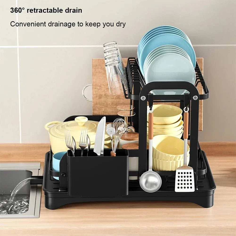 2-Tier Dish Drying Rack — Countertop Kitchen Storage with Drainboard & Drain Basket — view 6 of kitchen gadgets