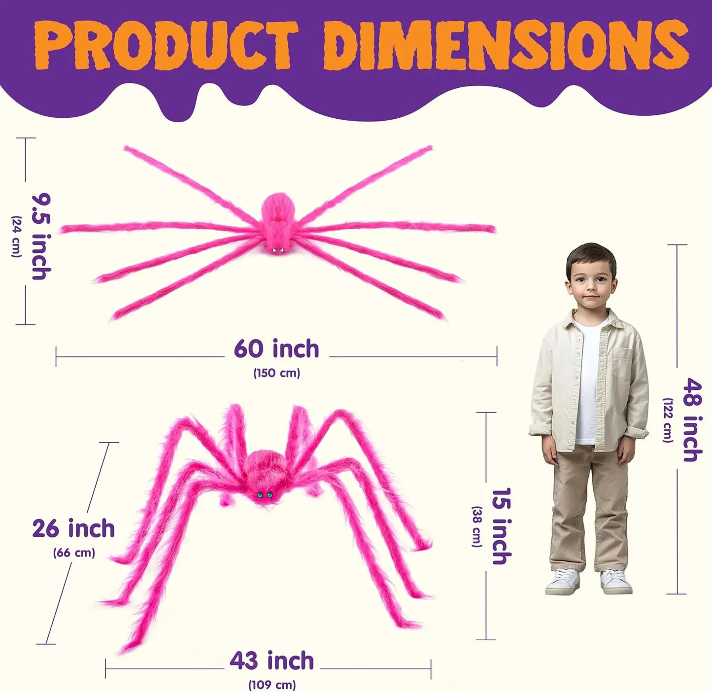 2-Pack Giant Hairy Spider Halloween Outdoor Decorations, 5 Ft — product photo 8