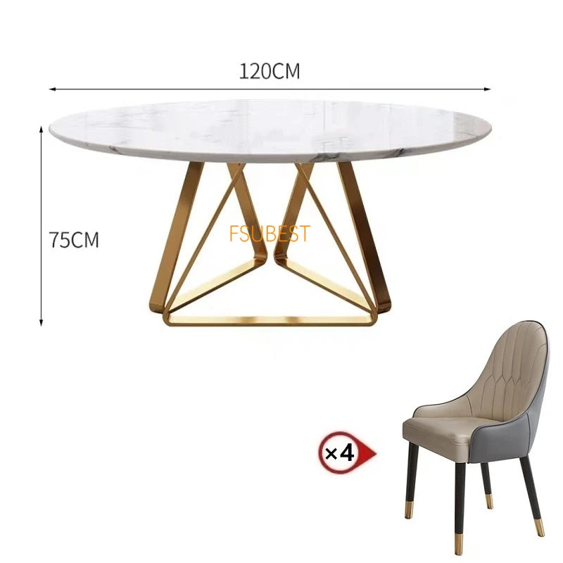 Italian Modern 8-Seater Dining Table Set – Marble & Gold Stainless Steel Elegance