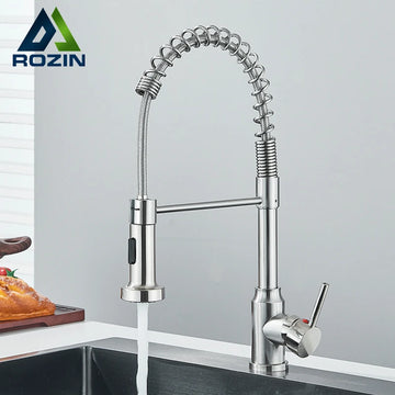 Pull-Down Kitchen Faucet with Single Handle – Hot/Cold Mixer Tap, 360° Swivel Dual-Function Sprayer — view 1 of home & kitchen