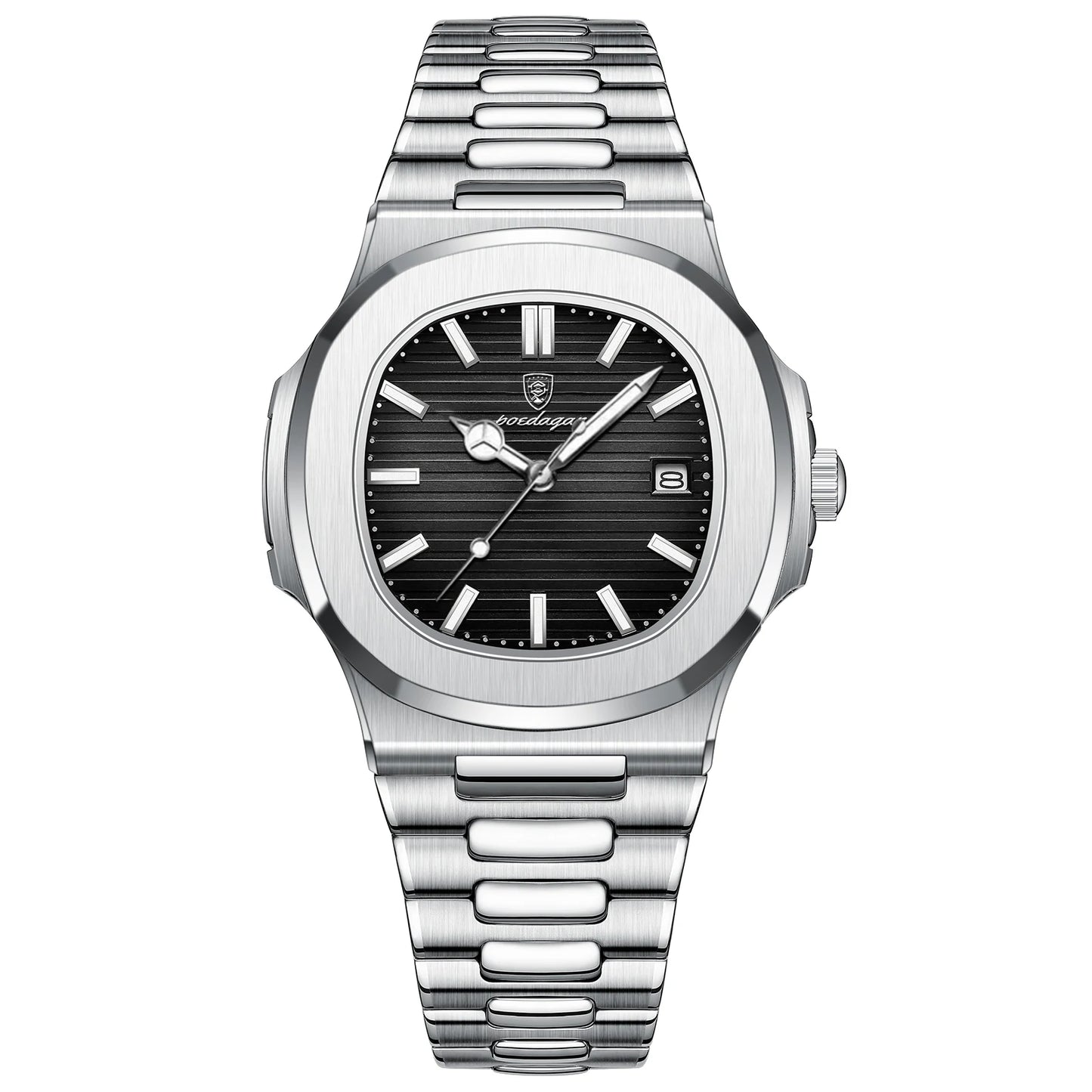 POEDAGAR Men's Square Luxury Watch — Waterproof Luminous Stainless Steel Sport Quartz Wristwatch — view 10 of watches