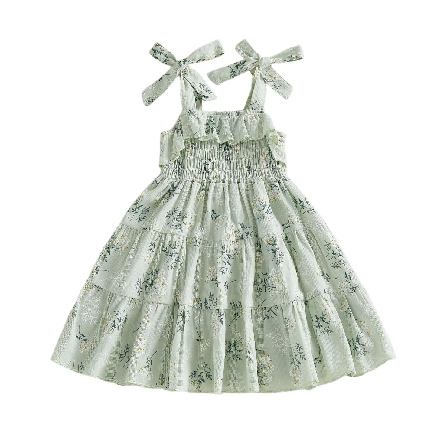 Toddler Floral A-Line Dress - Sleeveless Tie-Shoulder Summer Dress — view 9 of toddler dresses
