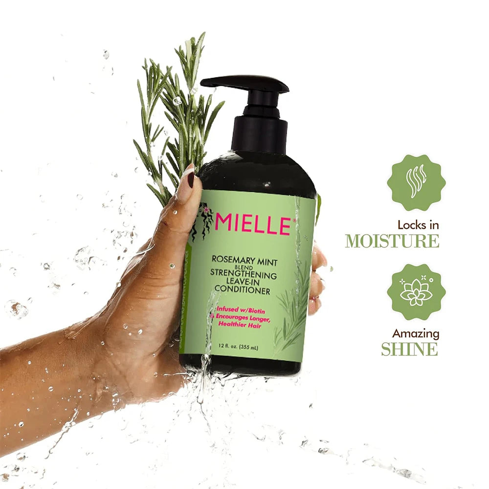 4-in-1 Mielle Rosemary Mint Hair Care Set – Shampoo, Conditioner, Strengthening Hair Masque, & Scalp Oil