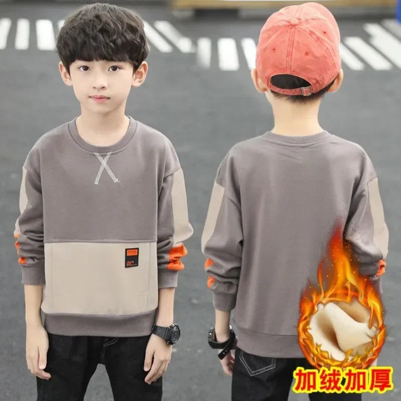 2025 Boys’ Cotton Hoodie Sweatshirt – Windproof Spring & Autumn Kids' Outwear for School