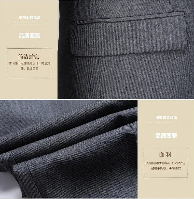 2024 Two-button Suit for Men (suit + Trousers) Handsome Slim-fit Business Professional Work Formal Two-piece Set S-6XL