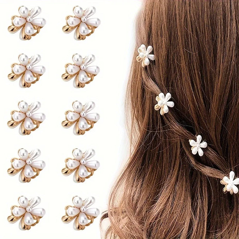 6pcs 3pcs 1pc Kids Women Girls Flower Shaped Hair Grab Clips, Faux Pearl Decorative Hair Barrettes Hair Decoration Accessories — view 1 of product