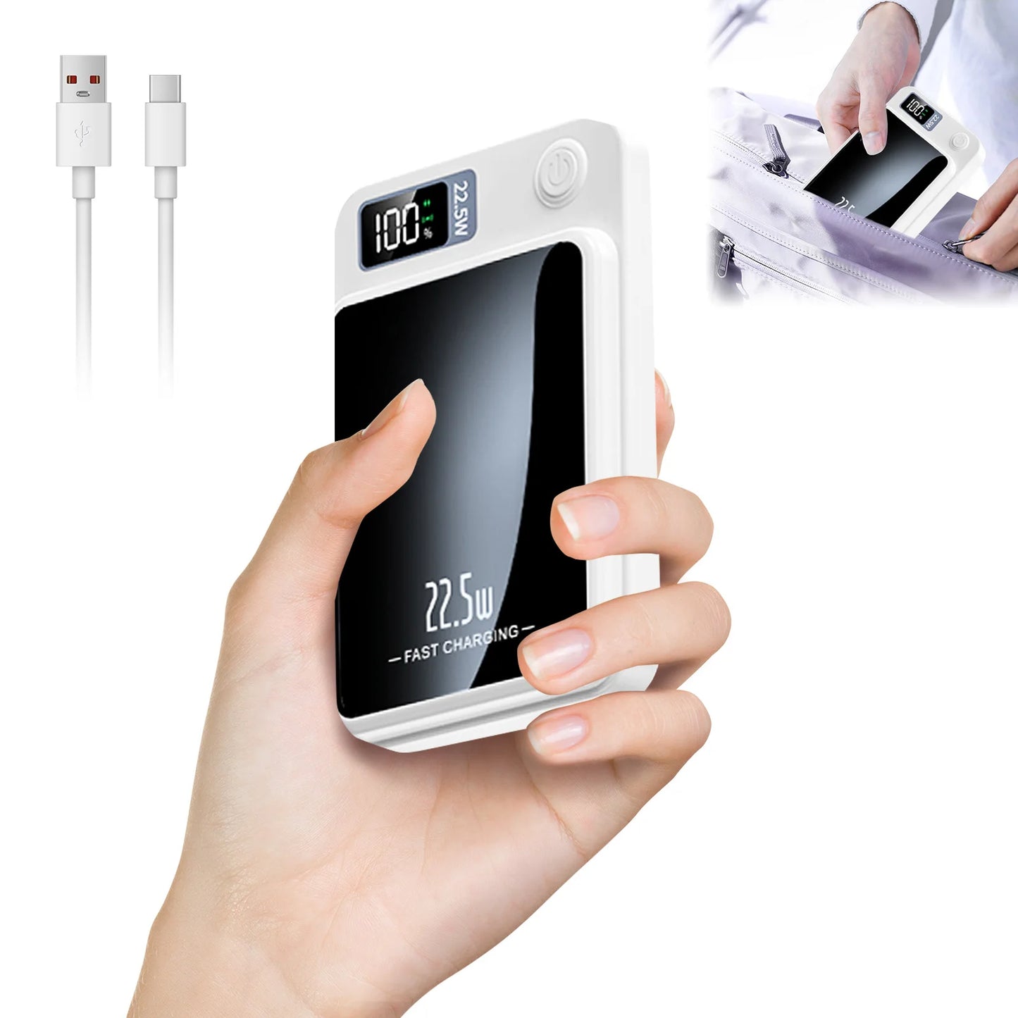 Magnetic 2-in-1 10000mAh 22.5W Wireless Power Bank — LED Display MagSafe — view 10 of power banks