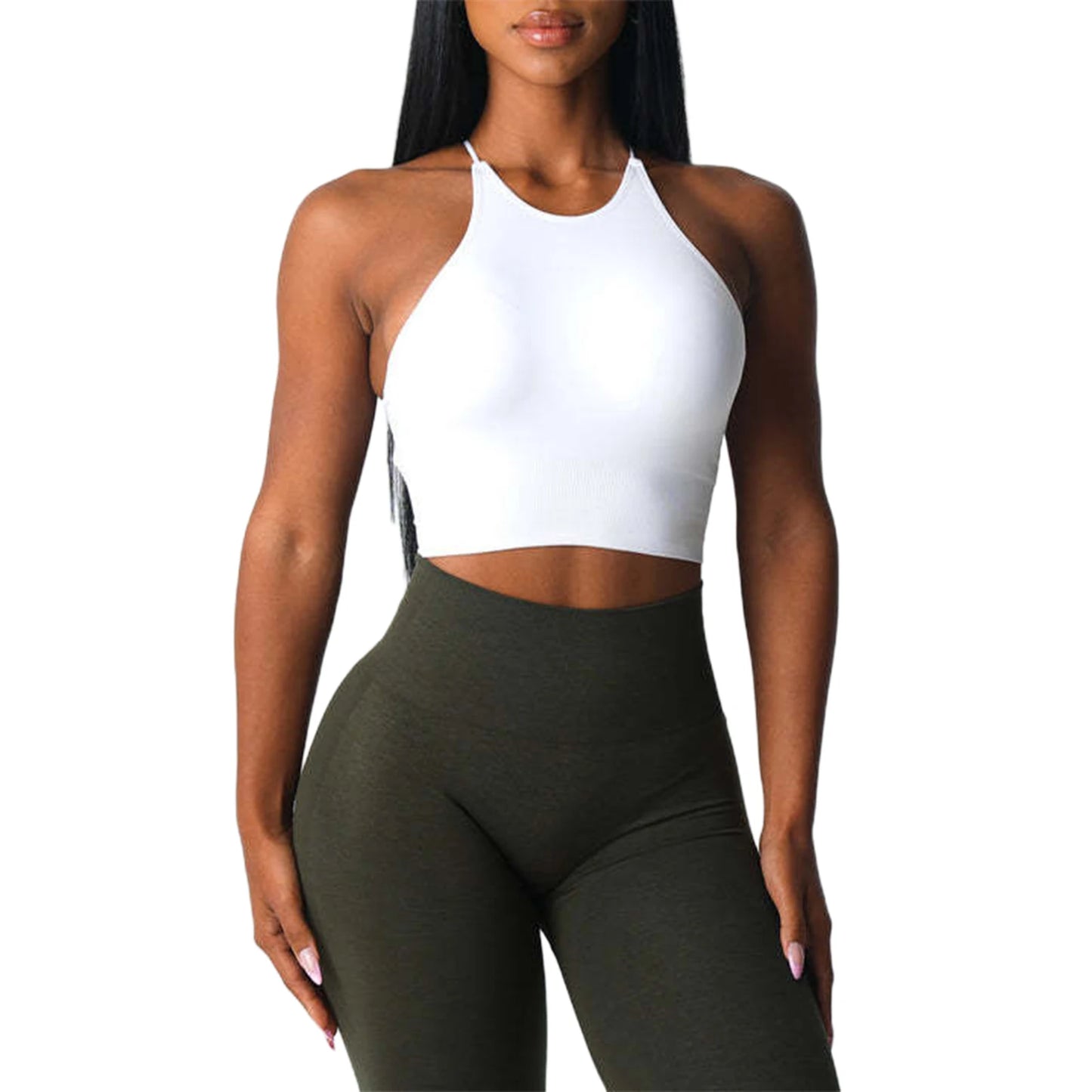 Women’s Seamless Sports Bra — Solid-Color Sleeveless Yoga Workout Fitness Bralette — view 10 of sports bras