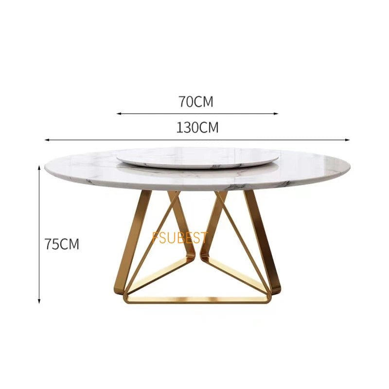 Italian Modern 8-Seater Dining Table Set – Marble & Gold Stainless Steel Elegance