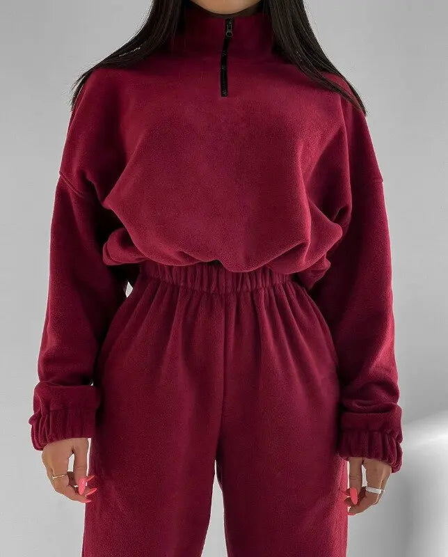 Women’s 2-Piece Hooded Sweatshirt Tracksuit — Solid-Color Hoodie + Sweatpant Sportswear Set — view 9 of tracksuits