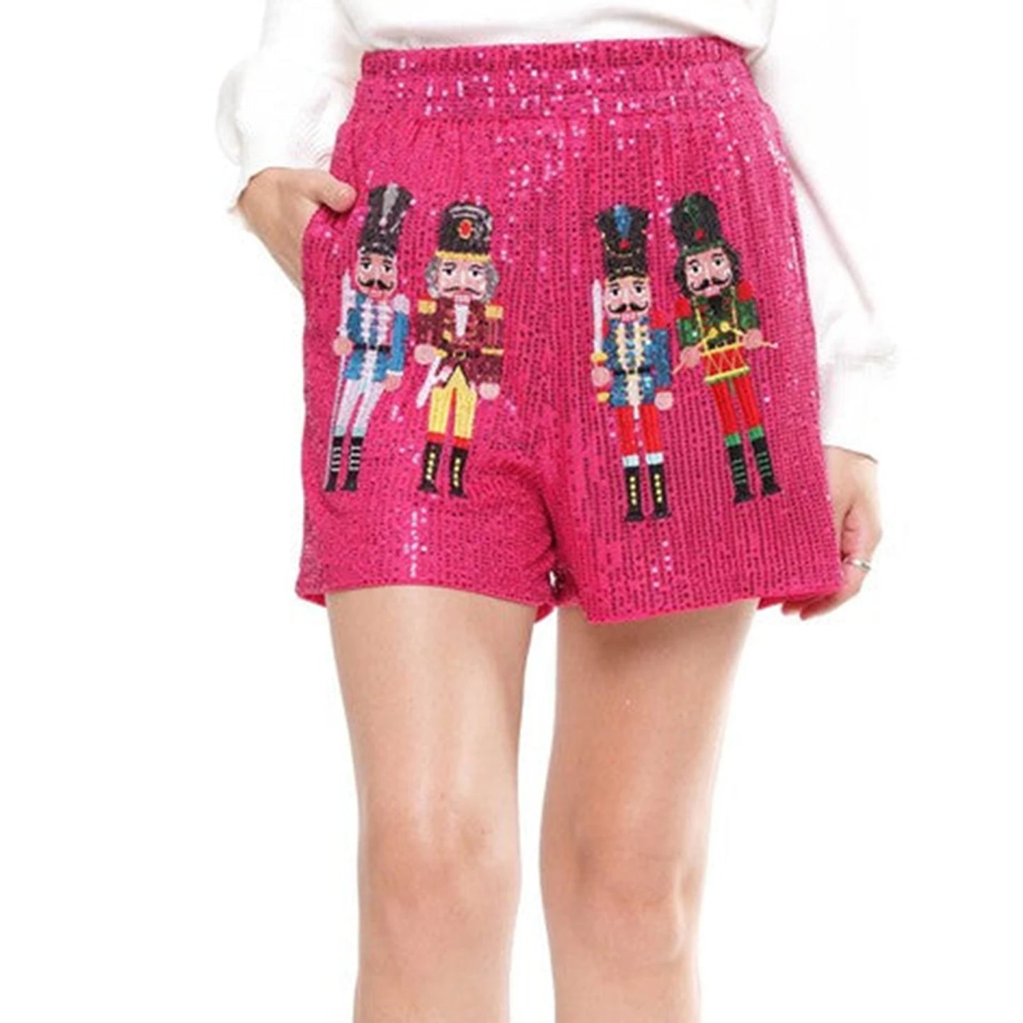 Women’s Glittery Sequin High-Waist Skirt – Shiny Unicorn Print Party Skirt with Pockets