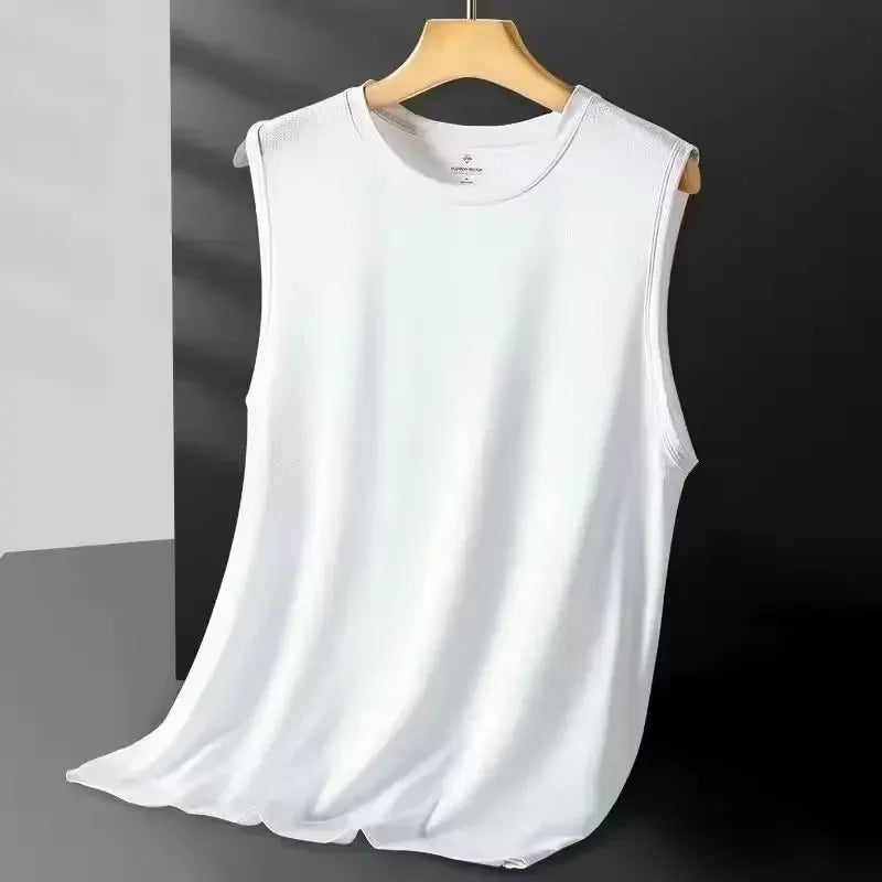 Men's Ice Silk Mesh Vest Lightweight Sports Summer Wear Sleeveless T-shirt Tank Top Casual Fashion Outerwear — view 9 of product