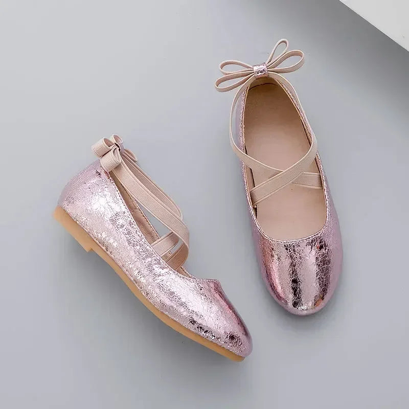 Gold Baby Girl Ballet Flats – Christmas Party & Performance Shoes (3-12 Years)