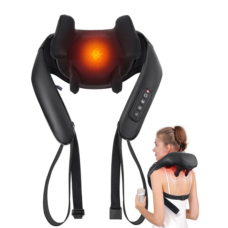Masgre Cordless Shiatsu Back & Neck Massager with Heat — 3D Deep-Tissue Pillow — view 8 of recovery & massage