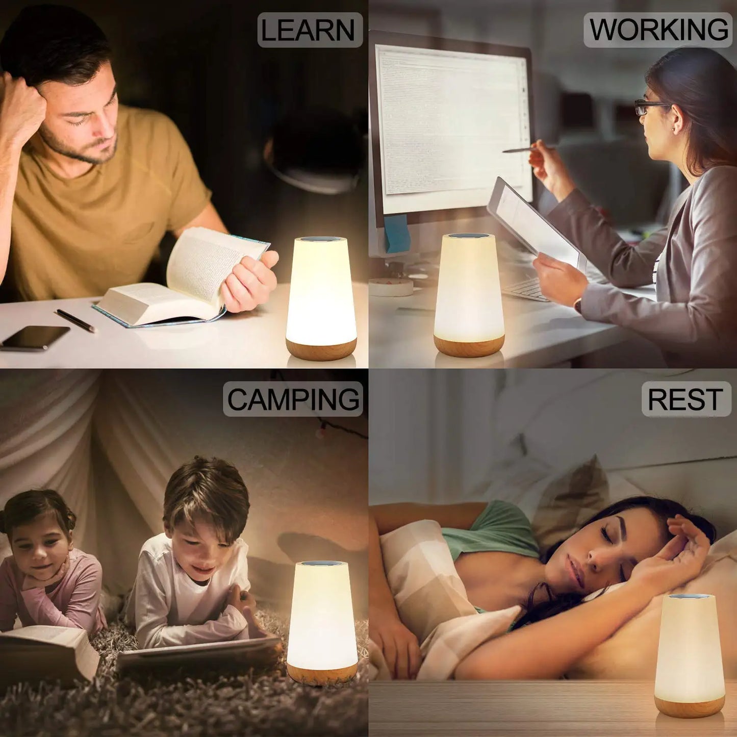 RGB LED Night Light — 13-Color Remote-Control USB Rechargeable Touch Dimmable Portable Lamp — view 6 of led & smart lighting