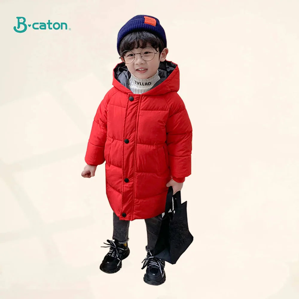 Children Down Coat Mid-length Long Sleeve Boys Girls Puffer Down