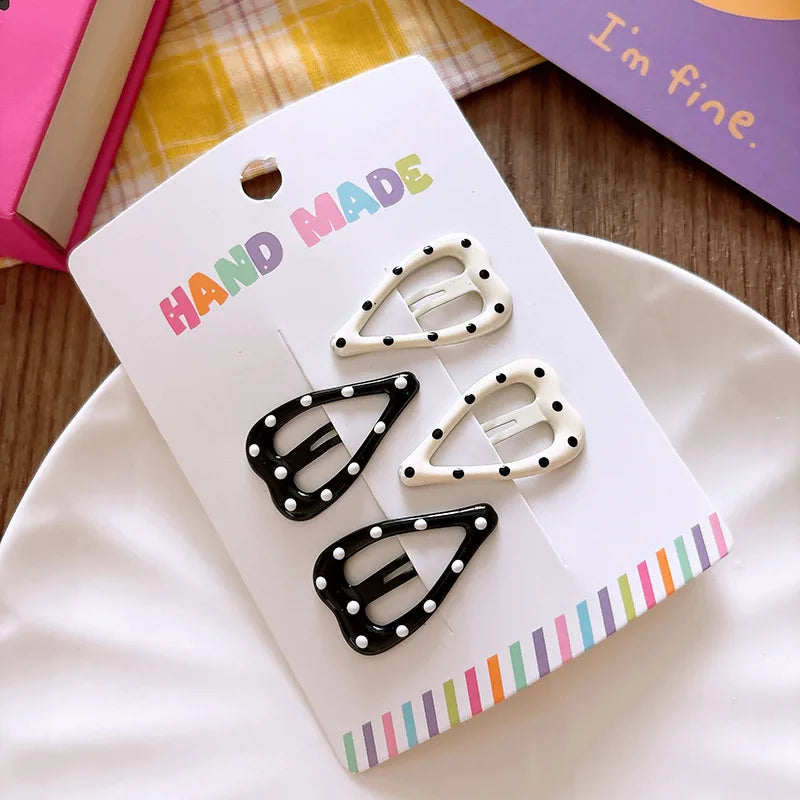 New polka dot hair clip black and white color clip girl versatile bangs clip hair accessory for short hair — view 14 of product