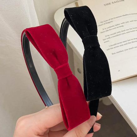 Elegant Velvet Bow Headband for Women Red Black Bowknot Hair Band Sweet Girls Hairband Party Hair Hoop Hair Accessories Headwear — view 1 of product